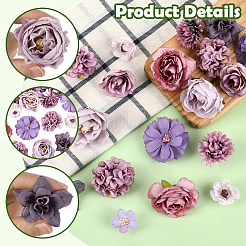 布花60個  造花頭  DIY 装飾花輪パーティー誕生日家の装飾のため  プラム  16~47x22~48x25~47mm&nbsp;DIY-SP0005-73B