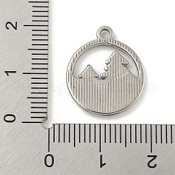 変色しない304ステンレススチールペンダント  ツリーチャーム付きフラットラウンド  ステンレス鋼色  18.5x15.5x2mm  穴：1.6mm&nbsp;STAS-N103-133P