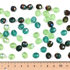 ファイアポリッシュチェコガラスビーズ  多面カット  アナナス属  グリーン  10x10mm  穴：1.4mm  約60個/袋&nbsp;LAMP-O017-151-GM10