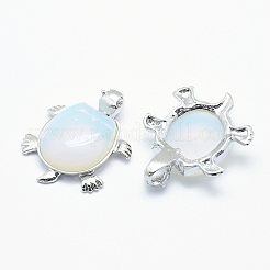 オパライトペンダント  合金パーツ  カメ  プラチナ  38x30.5x8.2mm  穴：3x4.5mm&nbsp;X-G-G759-B06