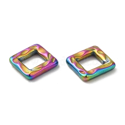 イオンプレーティング（IP）304ステンレススチールリンク  角型コネクタ  ハンマー  虹色  12.5x12.5x2.8mm  内径：6.5x6.5mm&nbsp;STAS-K267-06RC