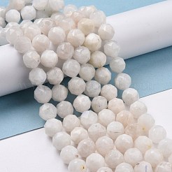 天然レインボー ムーンストーン ビーズ 連売り  スターカットラウンドビーズ  多面カット  9.5~10.5x10mm  穴：0.9mm  約39個/連  15.43インチ（39.2cm）&nbsp;G-K323-20B
