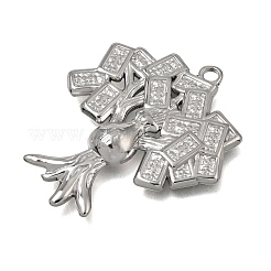 304ステンレスペンダント  金のなる木のお守り  ステンレス鋼色  36.5x31.5x3.5mm  穴：2.3mm&nbsp;STAS-K322-29P