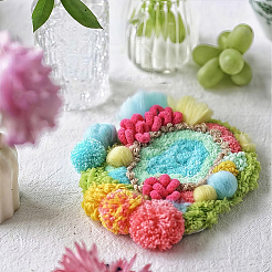初心者向けDIYコースターパンチニードル刺繍スターターキット  刺繍枠、糸、針が付属  ファブリック  ミックスカラー  202x205x1mm&nbsp;DIY-WH20095-003B