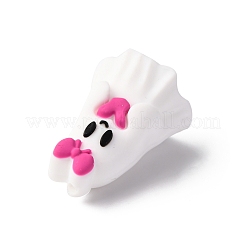ハロウィーンシリコンビーズ  焦点ビーズ  ゴースト  ピンク  蝶結び  28.5x20.5x18mm  穴：2mm&nbsp;SIL-K006-01B