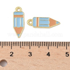 学校用品 合金エナメルパンダント  ゴールドカラー  鉛筆  18x6x1mm  穴：1.6mm&nbsp;FIND-M083-03C-G01