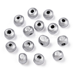 スプレープリントウッドビーズ  ラウンド  銀メッキ  6x5mm  穴：2mm  約8300個/500g&nbsp;WOOD-Q030-83S