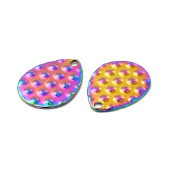 イオンプレーティング（IP）304ステンレスペンダント  ティアドロップチャーム  虹色  18.5x14x1mm  穴：1.6mm&nbsp;STAS-B032-39MC