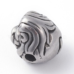 316サージカルステンレスビーズ  ライオン  アンティークシルバー  10x10x10mm  穴：2.2mm&nbsp;STAS-G186-15AS