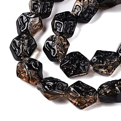 電気メッキガラスビーズセット  ナゲット  ブラック  13.5~14x13.5x10mm  穴：0.9mm  約49~50個/連  26.97~27.56インチ（68.5~70cm）&nbsp;EGLA-N012-09A