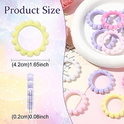 10個のフロッキーアクリルビーズ  リング  ミックスカラー  42mm  穴：2mm&nbsp;OACR-YW0004-08
