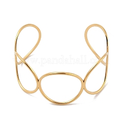女性用304ステンレススチールカフバングル  ラウンド  18KGP本金メッキ  1-1/4インチ（3.2cm）  内径: 2-1/2インチ(6.5cm)x 2-1/8インチ(5.5cm)&nbsp;BJEW-U023-02G
