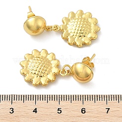 フラワー 304 ステンレススチール ダングル スタッド イヤリング  ゴールドカラー  35x17mm&nbsp;EJEW-A125-44G
