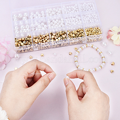 DIY ABSプラスチック模造真珠とCCBビーズストレッチブレスレット作成キット  ミックスカラー  4mm  穴：1.6mm  360pc&nbsp;DIY-YW0011-54