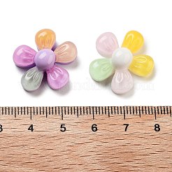 半透明樹脂デコデンカボション  虹色の5枚の花びらの花  ミックスカラー  21.5x21x7.5mm&nbsp;RESI-B027-02