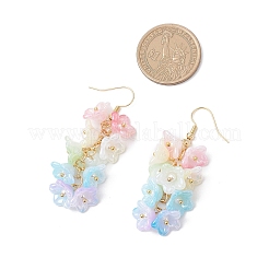 アクリルダングルスタンドピアス  花  シェルパール付き  ゴールドカラー  57x25mm&nbsp;EJEW-TA00677