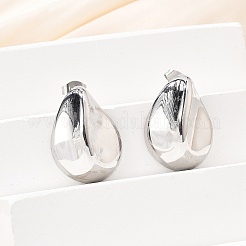 304ステンレススチールスタッドピアス  ティアドロップ  ステンレス鋼色  23.5x18mm&nbsp;EJEW-D319-09A-P