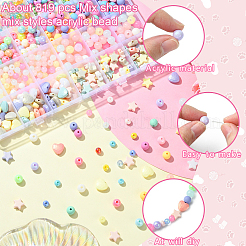 DIY アクリルビーズブレスレット作成キット  ミックスカラー  6~10.5x0.6~11.5x0.6~8mm  穴：1~2mm&nbsp;DIY-YW0011-14
