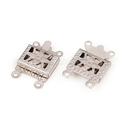 変色しにくい304ステンレススチール製のボックス留め具  1連  2穴  花の長方形  ステンレス鋼色  4mm  穴：15x10x3mm&nbsp;STAS-G229-02P