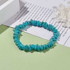合成ターコイズ チップ ビーズ ストレッチ ブレスレット  女性のためのアクセサリー用原石のアクセサリー  内径：2-1/8インチ（5.3cm）&nbsp;BJEW-JB08051