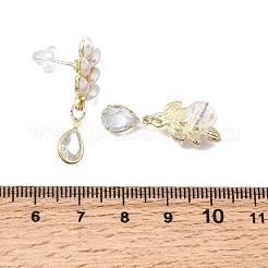 合金＆樹脂製、パール＆クリスタルラインストーンのスタッドピアス  小麦と涙  ゴールドカラー  29x9.5~10.5mm&nbsp;EJEW-G466-11G