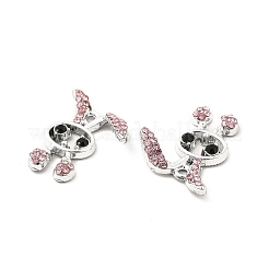 合金ラインストーンペンダント  ウサギのチャーム  プラチナ  ライトローズ  21x17x4mm  穴：1.6mm&nbsp;ALRI-K048-05C