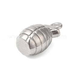変色しない304ステンレススチールペンダント  手榴弾チャーム  ステンレス鋼色  22.5x13x11mm  穴：3mm&nbsp;STAS-N103-63P