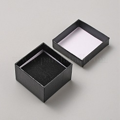 正方形の紙製イヤリング収納ボックス  ブラック  5.3x5.3x3.35cm&nbsp;CON-WH0099-36A