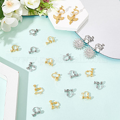 20個 2色 316サージカルステンレススチール クリップオンイヤリング金具  シリコンパッド付き  ミックスカラー  15x17x5.5mm  10個/カラー&nbsp;STAS-SC0010-45