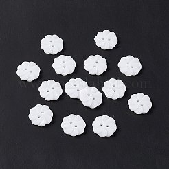 アクリルボタン  2穴  染め  花  ホワイト  18x3.5mm  穴：2mm&nbsp;BUTT-E007-B-01