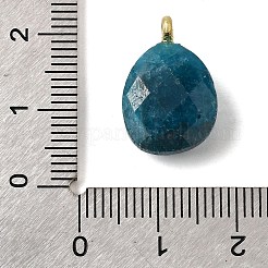 天然アパタイトのペンダント  真鍮パヴェクリアキュービックジルコニアの留め具が付いたファセットティアドロップチャーム  18KGP本金メッキ  18x12x6.5mm  穴：1.8mm&nbsp;G-Z090-01G-03