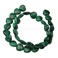 天然石マラカイト天然石ビーズ連売り  母の日のプレゼント作り  グレードA  ハート  グリーン  サイズ：幅さ約12mm  長さ12mm  厚さ5mm  穴：0.8mm  34個/連  16インチ&nbsp;X-MALA-12X12-1