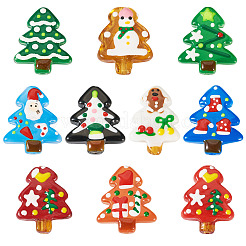 10個 10スタイル クリスマステーマ 手作りランプワークビーズ  クリスマスツリー  ミックスカラー  25~26.5x18.5~22.5x6.5~7.5mm  穴：1.2~1.8mm  1個/スタイル&nbsp;LAMP-TA0001-44B