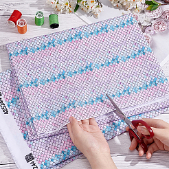 魚鱗模様のポリエステル綿生地  DIYバッグ布アクセサリー用  カラフル  1482x1000x0.2mm&nbsp;DIY-WH0430-114C