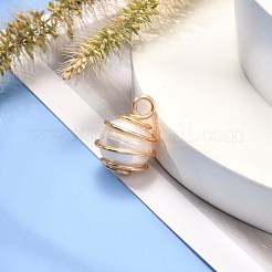 天然養殖淡水パールペンダント  18KGP本金メッキ緑銅線製  ラウンド  リネン  15x11.5mm  穴：3mm&nbsp;PALLOY-JF00912