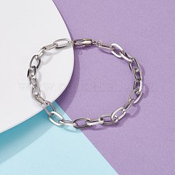 304ステンレススチールアズキチェーンブレスレット  真鍮カニカン付き  ステンレス鋼色  7-5/8インチ（19.5cm）&nbsp;BJEW-JB06194-02