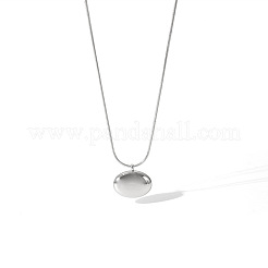 女性用ファッションオーバル304ステンレススチールスタッドピアス＆ペンダントネックレスセット  ステンレス鋼色&nbsp;TU0111-1