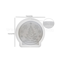 クリスマスのテーマDIYキャンドルシリコーン型  キャンドル作り用  フラットラウンド  ホワイト  クリスマスツリー  76x76x26mm&nbsp;PW-WG1D081-03