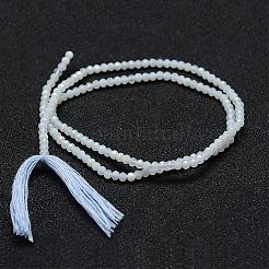 天然のブルーカルセドニービーズ連売り  多面カット  ラウンド  アリスブルー  2~2.3mm  穴：0.5mm  約160~169個/連  12.5インチ〜12.9インチ（320~330mm）&nbsp;G-P270-2mm-01