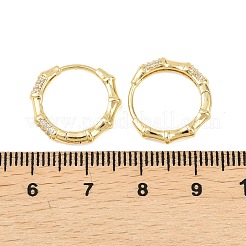 竹真鍮マイクロパヴェクリアキュービックジルコニアフープピアス  18KGP本金メッキ  15.5x17x3mm&nbsp;EJEW-D348-03G