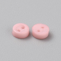 ミニ樹脂ボタン  2穴人形bjd衣服アクセサリー  フラットラウンド  ピンク  3x1mm  穴：0.5mm&nbsp;FIND-WH0260-26B