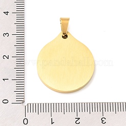 イオンプレーティング(IP) 304 ステンレスペンダント  フラットラウンド、星座チャーム付き  ゴールドカラー  26x23x2.5mm  穴：7.5x4mm&nbsp;STAS-H182-02G