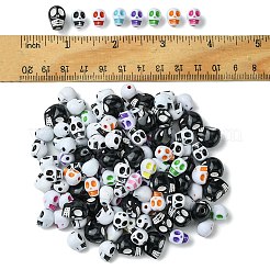130個3スタイルクラフトスタイルアクリルビーズ  スカル  ミックスカラー  9.5~13x7.5~10x8~12mm  穴：1.8~2mm&nbsp;OACR-FS0001-69