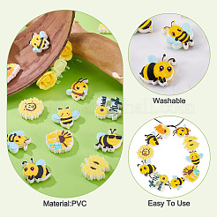 12個 12種類のスタイルのPVCビーズ  きいろ  混合図形  17.5~30x25~36x8~9mm  穴：3~4mm  1個/スタイル&nbsp;FIND-TA0009-70