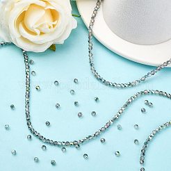 電気メッキガラスビーズセット  半分メッキ  ファセット（32ファセット）ラウンド  グリーン  3mm  穴：1mm  約100個/連  11.5インチ&nbsp;EGLA-D021-15
