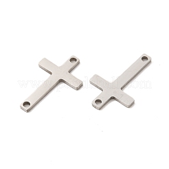 変色しない201ステンレススチールコネクタチャーム  宗教クロスリンク  ステンレス鋼色  17.5x11x1mm  穴：1.2mm&nbsp;STAS-K251-082P