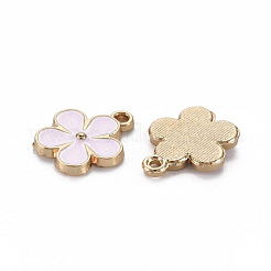 合金エナメルチャーム  ライトゴールド  カドミウムフリー＆ニッケルフリー＆鉛フリー  花  ピンク  17x14x2.5mm  穴：1.6mm&nbsp;ENAM-N055-033A-NR
