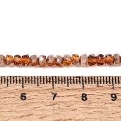 電気メッキガラスビーズセット  パール光沢メッキ  多面カット  ロンデル  チョコレート  2.4~3.2x4mm  穴：1mm  約147~152個/連  39~45cm&nbsp;GLAA-Q105-03K