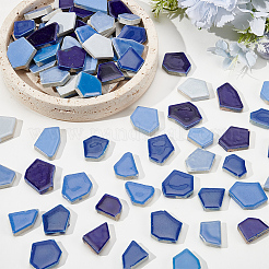500g モザイクタイル 磁器カボション  家の装飾やdiyの工芸品  ブルー  18~34x18~34x6~6.5mm&nbsp;DIY-SP0007-75
