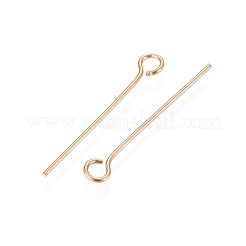 304ステンレススチールアイピン  18KGP本金メッキ  22ゲージ  22x0.6mm  穴：2mm&nbsp;A-STAS-L238-005H-G